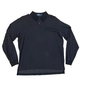 Vintage Polo Ralph Lauren Long Sleeve Shirt Mens L Black Pima Cotton Y2K